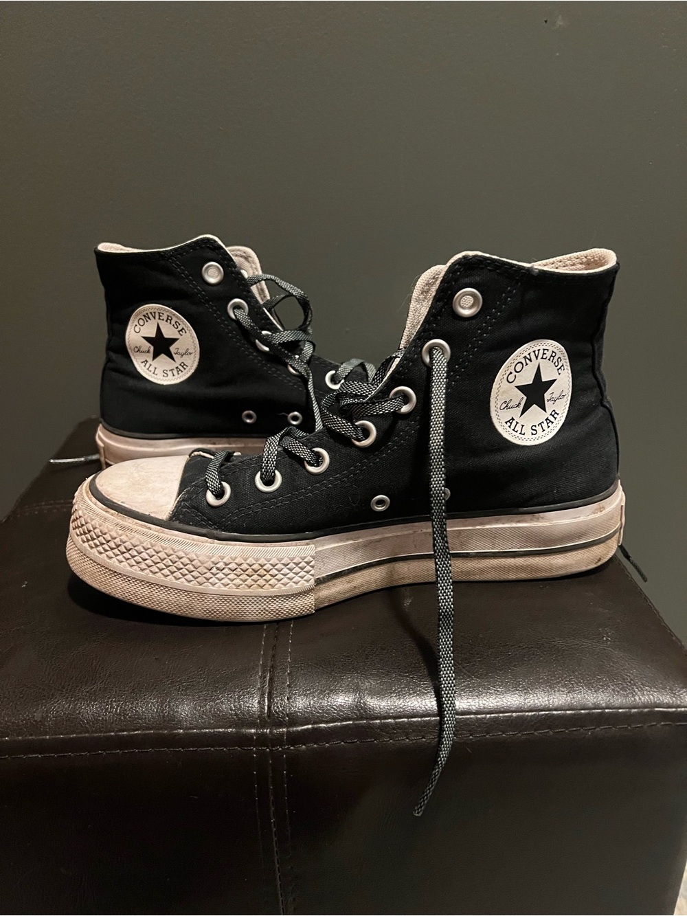 Converse Black High-Top Platform Sneakers with White Logo Patch